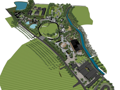 光明小镇欢乐田元SU模型