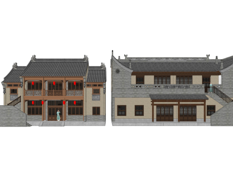 晋代民居山西民居SU模型