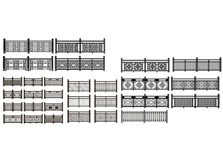 新中式栏杆SU模型