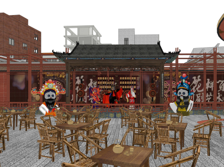 闽南风城市更新文化街区川西剧场SU模型