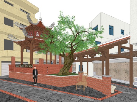 闽南风城市更新文化街区望乡亭SU模型