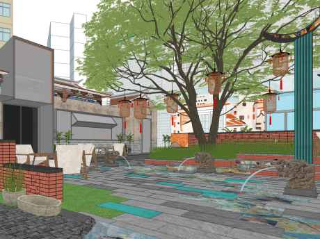 闽南风城市更新文化街区闽南巷子SU模型