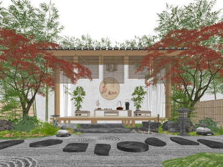 日式庭院景观SU模型