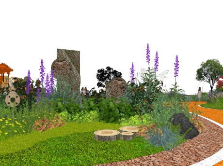 现代居住区生境花园SU模型