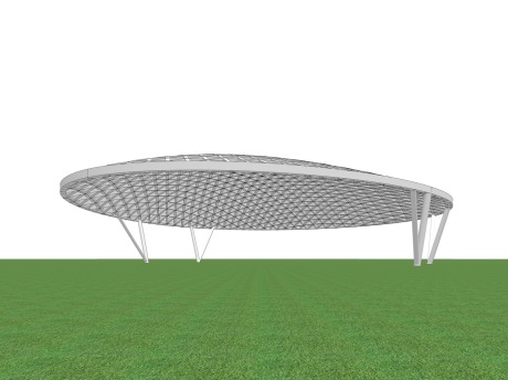 曲面雨棚构筑物SU模型