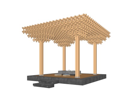 木结构装置休憩凉亭SU模型