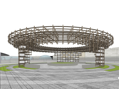 木结构装置廊架坐凳SU模型