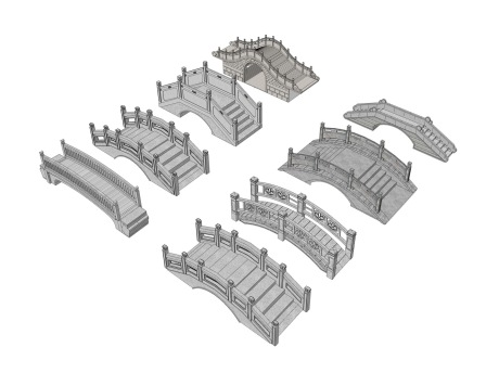 中式石拱桥组合SU模型