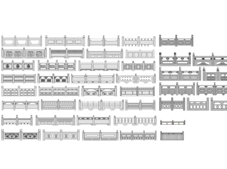 中式石栏杆SU模型