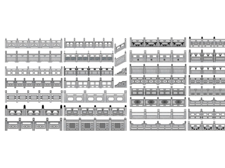 中式石栏杆SU模型