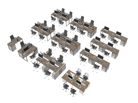 办公桌椅组合SU模型
