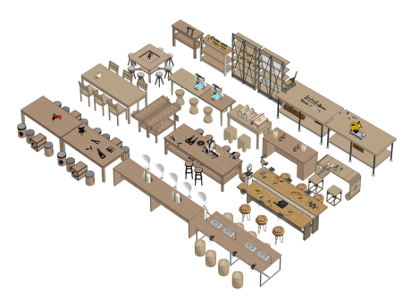 手工桌椅SU模型