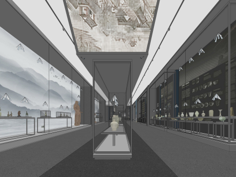 陶瓷瓷器展厅SU模型