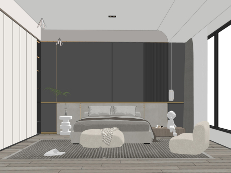 现代卧室SU模型