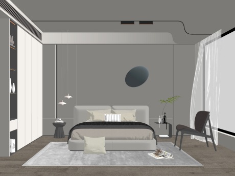 现代卧室SU模型