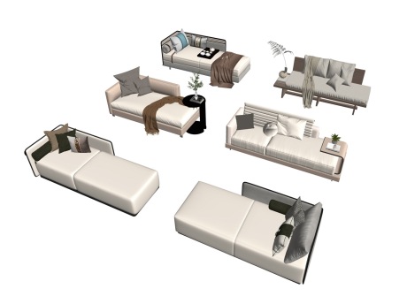 新中式贵妃椅SU模型