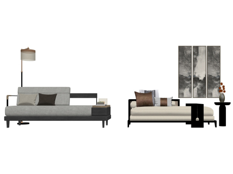 新中式贵妃椅SU模型