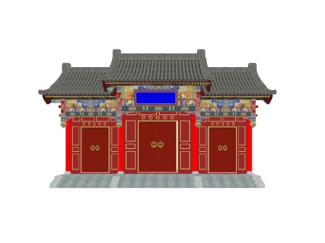 古建山门垂花门SU模型