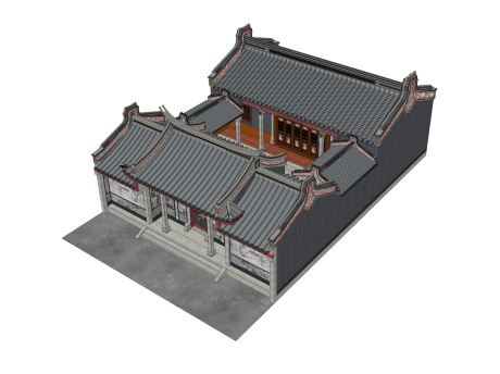 潮汕民居四点金SU模型