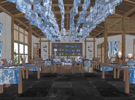 非遗蜡染扎染坊SU模型