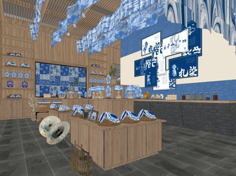 非遗蜡染扎染坊SU模型