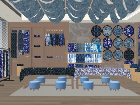 非遗蜡染扎染坊SU模型