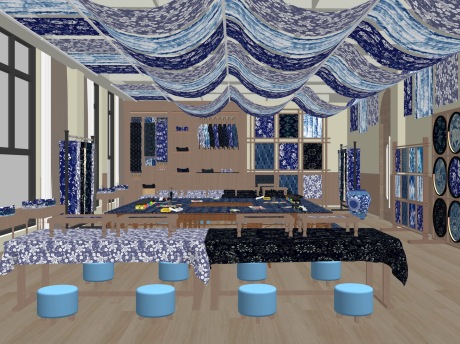 非遗蜡染扎染坊SU模型