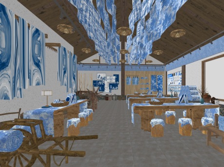 非遗蜡染扎染坊SU模型