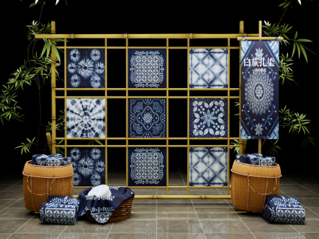 非遗扎染纺织小品SU模型