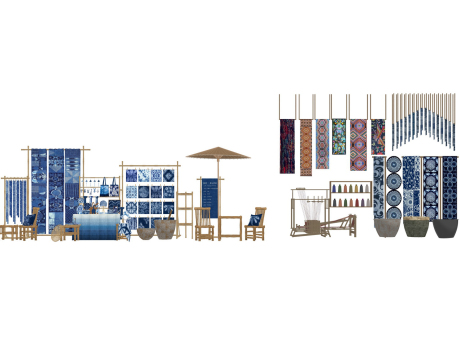 非遗扎染纺织小品SU模型