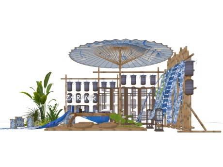 非遗扎染纺织小品SU模型