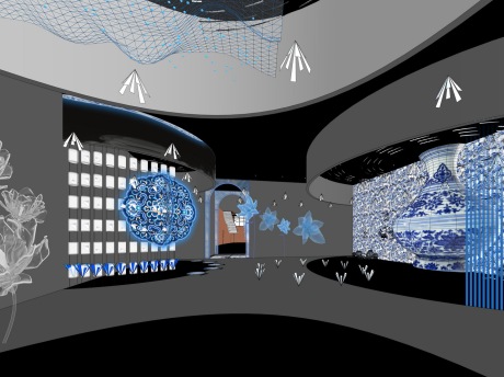 青花瓷艺术展厅SU模型