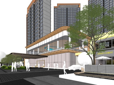 杨园二郎庙售楼处+高层住宅SU模型