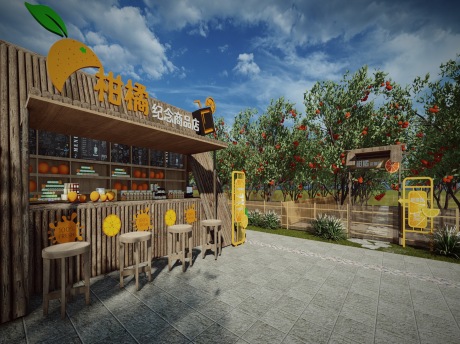 乡村果园共享田园农家乐柑橘采摘园SU模型