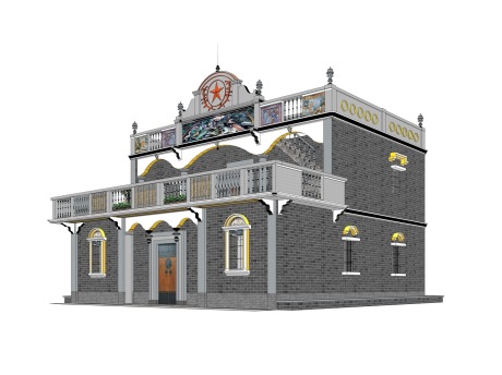 广东岭南碉楼云青楼SU模型