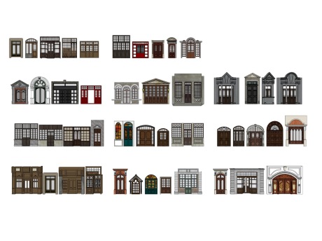 民国风门窗入户门SU模型