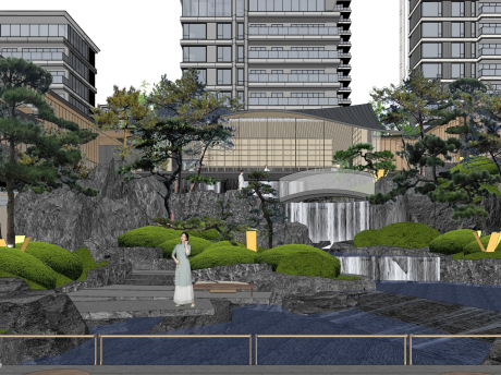 宋风示范区下沉空间SU模型