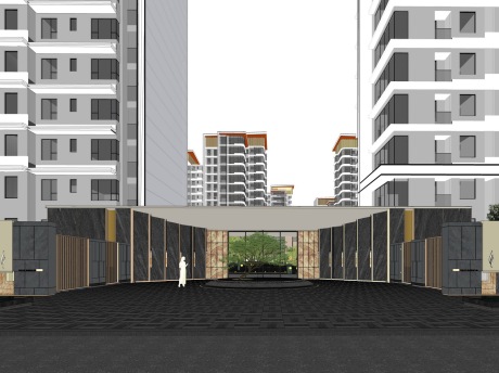 成都天府映屿大区景观SU模型