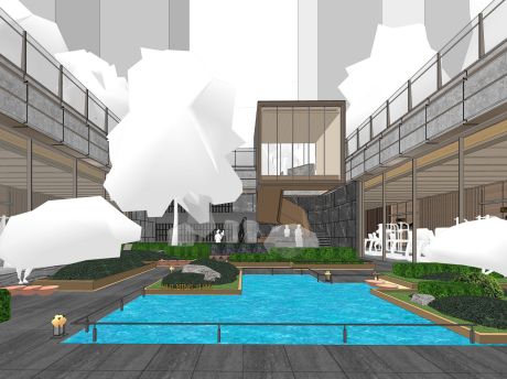 下沉庭院景观SU模型