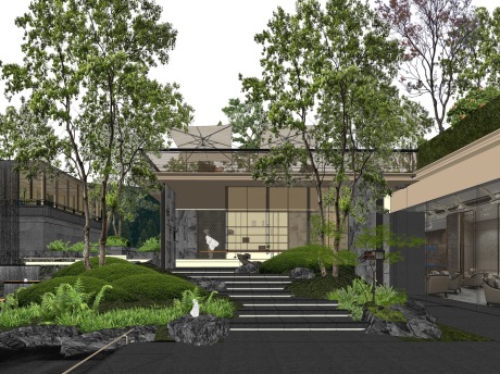 苏南龙湖水晶湖示范区下沉空间SU模型