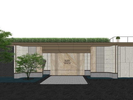 佛山招商华玺二期大门海派大门SU模型