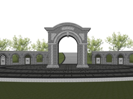 梧州码头入口SU模型