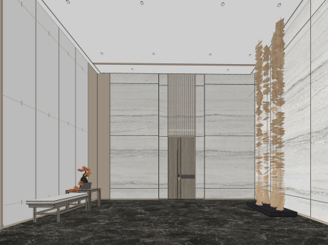 办公大堂SU模型