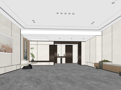 办公大堂SU模型