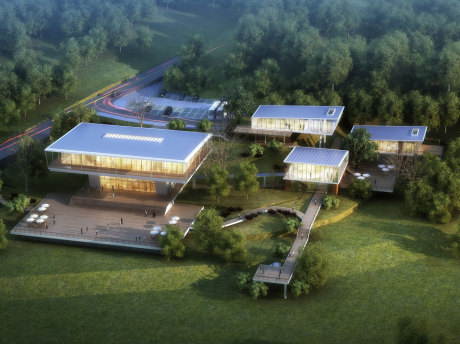 夹关灾后重建规划展览馆SU模型