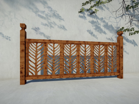 东南亚树叶栏杆SU模型