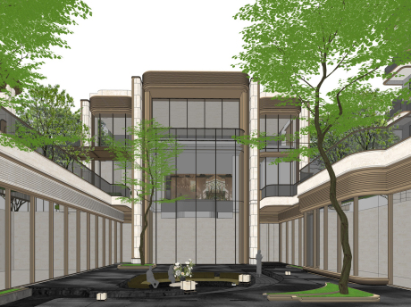瑞安华龙黑珍珠示范区下沉空间SU模型