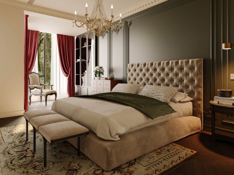 现代中古风别墅私宅2F空间SU模型