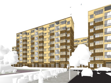 老社区城市旧街道破损居民楼改造SU模型