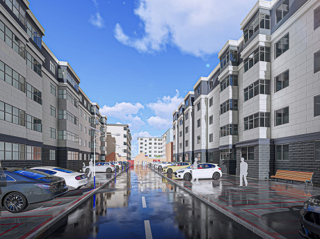 老社区城市旧街道破损居民楼改造SU模型